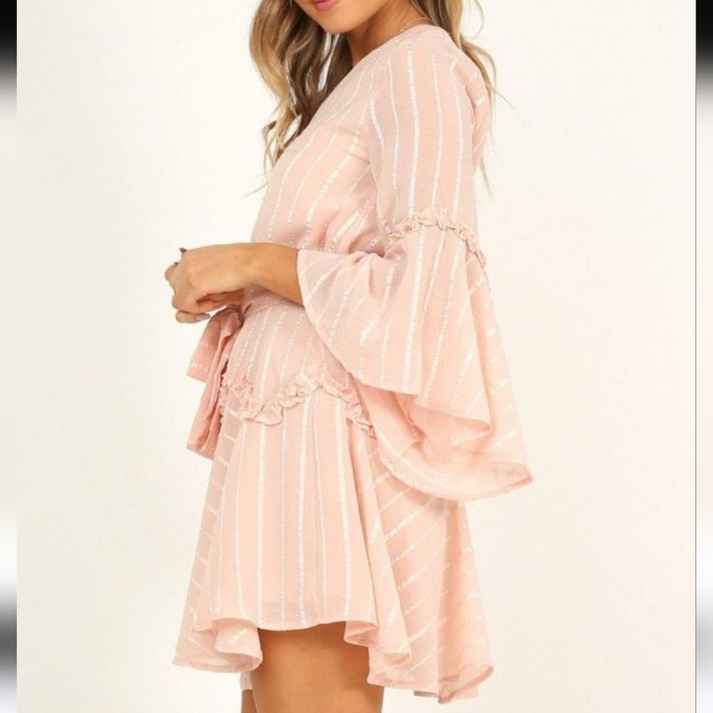 Showpo Slow Me Down Ruffle Dress Blush Pink Size 10